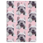 Französischer Bulldog mit Kopfhörer-Illustration Klemmbrett (Rückseite)