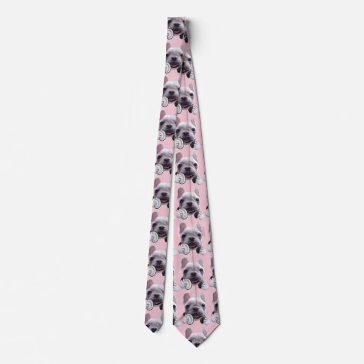 Französischer Bulldog mit Kopfhörer-Illustration Krawatte (Rückseite)