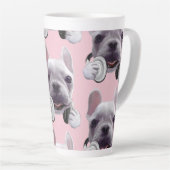 Französischer Bulldog mit Kopfhörer-Illustration Milchtasse (Rechte Ecke)