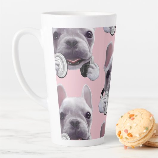 Französischer Bulldog mit Kopfhörer-Illustration Milchtasse (Beispiel)