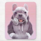 Französischer Bulldog mit Kopfhörer-Illustration Mousepad (Vorne)