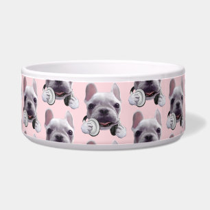 Französischer Bulldog mit Kopfhörer-Illustration Napf