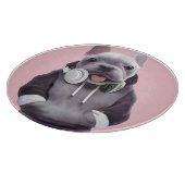 Französischer Bulldog mit Kopfhörer-Illustration Schneidebrett (Ecke)