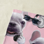 Französischer Bulldog mit Kopfhörer-Illustration Strandtuch (Beispiel)