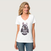 Französischer Bulldog mit Kopfhörer-Illustration T-Shirt (Vorderseite Vollansicht)