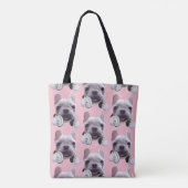 Französischer Bulldog mit Kopfhörer-Illustration Tasche (Rückseite)