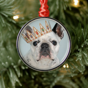 Französischer Bulldog mit Krone Ornament Aus Metall