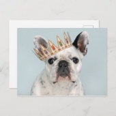 Französischer Bulldog mit Krone Postkarte (Vorne/Hinten)
