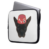 Französischer Bulldog mit Red Bowl Laptopschutzhülle (Vorderseite Links)