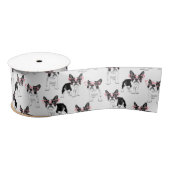 Französischer Bulldog mit rosa Brille Satinband (Spule)