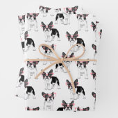 Französischer Bulldog mit rosa Brille Wrapping Pap Geschenkpapier Set (Beispiel)