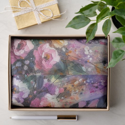 Französischer Bulldog mit Rose Blumendekoupage Seidenpapier (Geschenk)