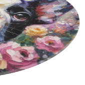 Französischer Bulldog mit Rose Impressionistische Schneidebrett (Ecke)