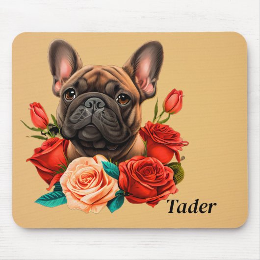 Französischer Bulldog mit Rose Mousepad (Vorne)