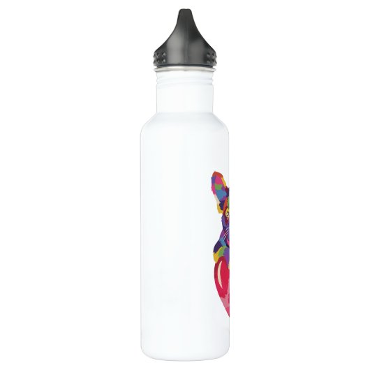 Französischer Bulldog mit rotem Herzen bunt Edelstahlflasche (Links)