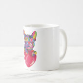 Französischer Bulldog mit rotem Herzen bunt Kaffeetasse (VorderseiteRechts)