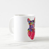 Französischer Bulldog mit rotem Herzen bunt Kaffeetasse (Vorderseite Links)