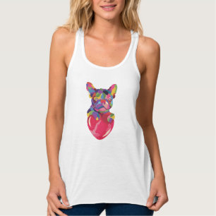 Französischer Bulldog mit rotem Herzen bunt Tank Top
