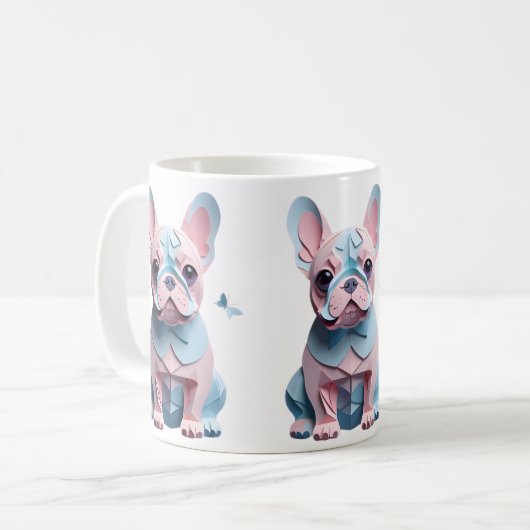 Französischer Bulldog mit Schmetterlingspapier - K Kaffeetasse (Vorderseite Links)