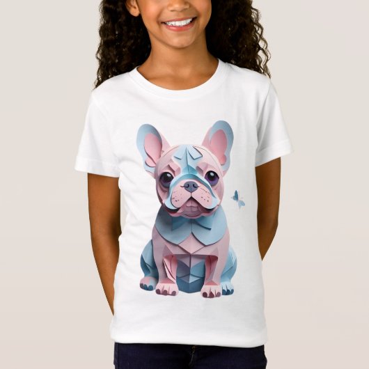 Französischer Bulldog mit Schmetterlingspapier - K T-Shirt (Vorderseite)