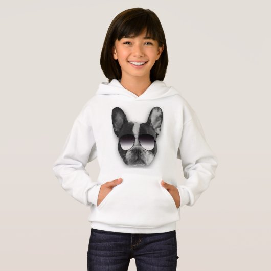 Französischer Bulldog mit Sonnenbrille Hoodie (Vorne ganz)