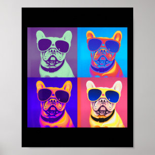 Französischer Bulldog mit Sonnenbrille Pop Kunst Poster