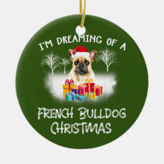 Französischer Bulldog mit Weihnachten Keramik Ornament