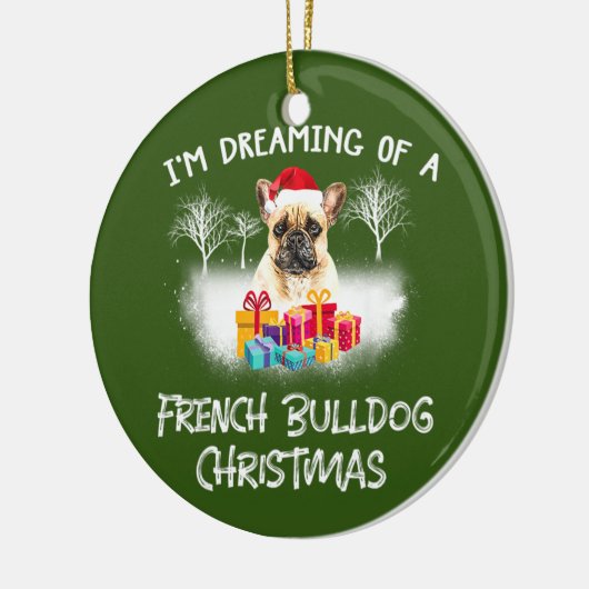 Französischer Bulldog mit Weihnachten Keramik Ornament (Links)