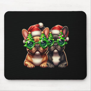 Französischer Bulldog mit Weihnachtsbaum Gles Men Mousepad
