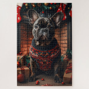 Französischer Bulldog mit Weihnachtsgeschenken Feu Puzzle