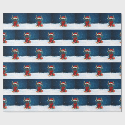 Französischer Bulldog mit Weihnachtsgeschenken Geschenkpapier (Flach)