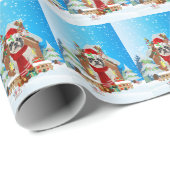 Französischer Bulldog mit Weihnachtsgeschenken Geschenkpapier (Rolleneckpunkt)