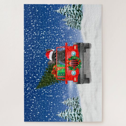 Französischer Bulldog mit Weihnachtsgeschenken Puzzle (Vertikal)