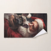 Französischer Bulldog mit Weihnachtsmann Weihnacht Badhandtuch Set (Handtuch)