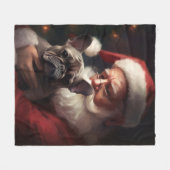 Französischer Bulldog mit Weihnachtsmann Weihnacht Fleecedecke (Vorderseite (Horizontal))