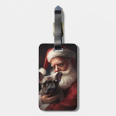 Französischer Bulldog mit Weihnachtsmann Weihnacht Gepäckanhänger (Rückseite vertikal)
