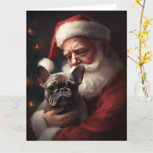 Französischer Bulldog mit Weihnachtsmann Weihnacht Karte