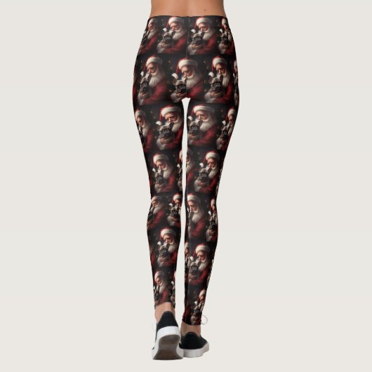 Französischer Bulldog mit Weihnachtsmann Weihnacht Leggings (Rückseite)