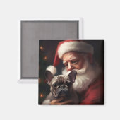 Französischer Bulldog mit Weihnachtsmann Weihnacht Magnet (Vorderseite/Rückseite)