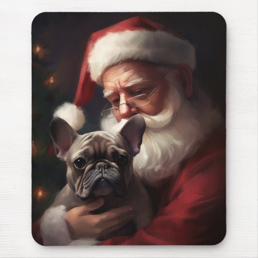 Französischer Bulldog mit Weihnachtsmann Weihnacht Mousepad (Vorne)