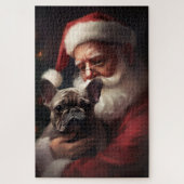 Französischer Bulldog mit Weihnachtsmann Weihnacht Puzzle (Vertikal)