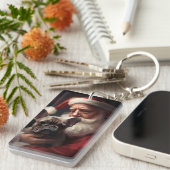 Französischer Bulldog mit Weihnachtsmann Weihnacht Schlüsselanhänger (Vorderseite rechts)