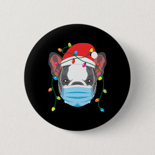 Französischer Bulldog mit Weihnachtsmaske Weihnach Button