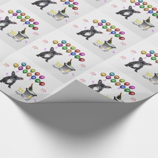 Französischer Bulldog-Neujahr Geschenkpapier (Ecke)