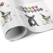 Französischer Bulldog-Neujahr Geschenkpapier (Rolleneckpunkt)