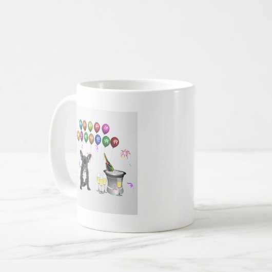 Französischer Bulldog-Neujahr Kaffeetasse (Vorderseite Links)