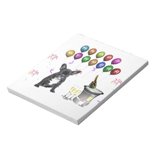 Französischer Bulldog-Neujahr Notizblock (Rotiert)