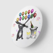 Französischer Bulldog-Neujahr Runde Wanduhr (Winkel)