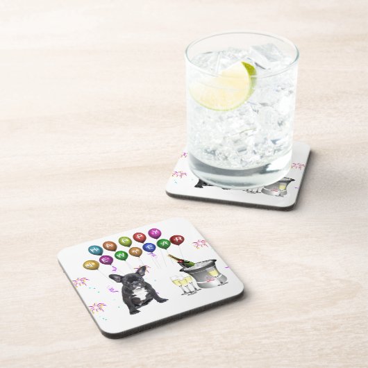 Französischer Bulldog-Neujahr Untersetzer (Rechte Seite)