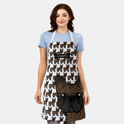 Französischer Bulldog Niedlicher Cartoon Dog & Nam Schürze (Getragen)